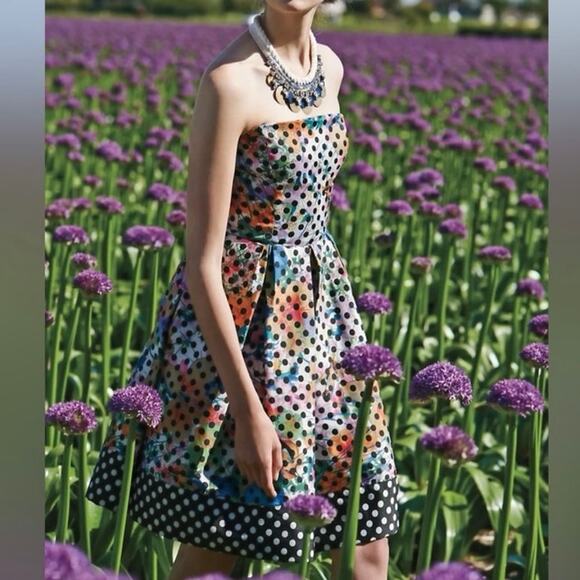 Anthropologie Corey Lynn Calter Lavendel MultiColor Polka Dot Swing Dress Size 4 - Picture 1 of 7